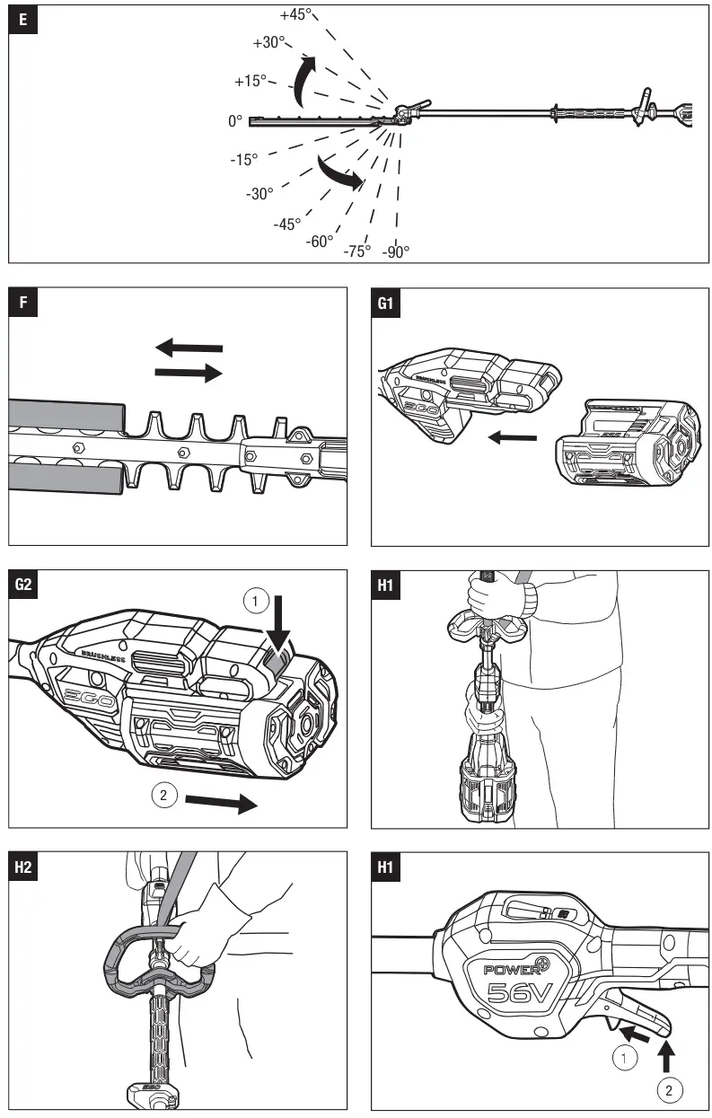 EGO HTX5300 PA 56 Volt Lithium-Ion Cordless Articulating Pole Hedge Trimmer - parts2