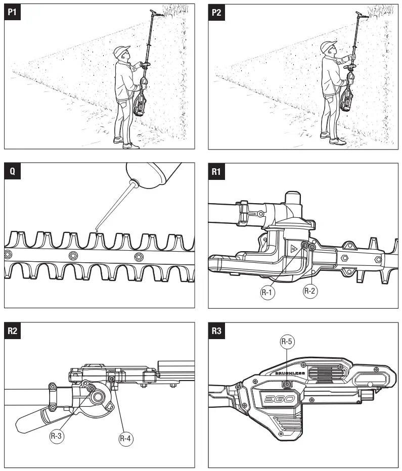 EGO HTX5300 PA 56 Volt Lithium-Ion Cordless Articulating Pole Hedge Trimmer - parts4