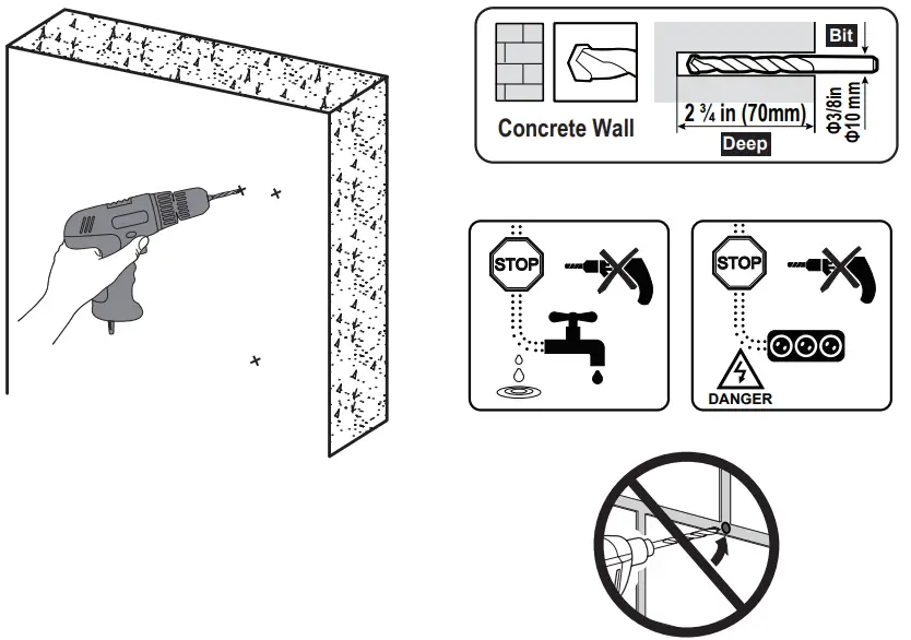 ELIVED YD3018 Long Arm TV Mount - Minimum VESA Pattern - diameter drill bit