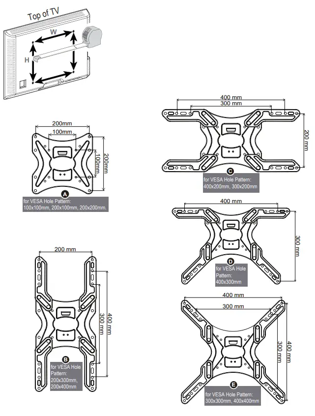 ELIVED YD3018 Long Arm TV Mount - Minimum VESA Pattern - ttach Brackets