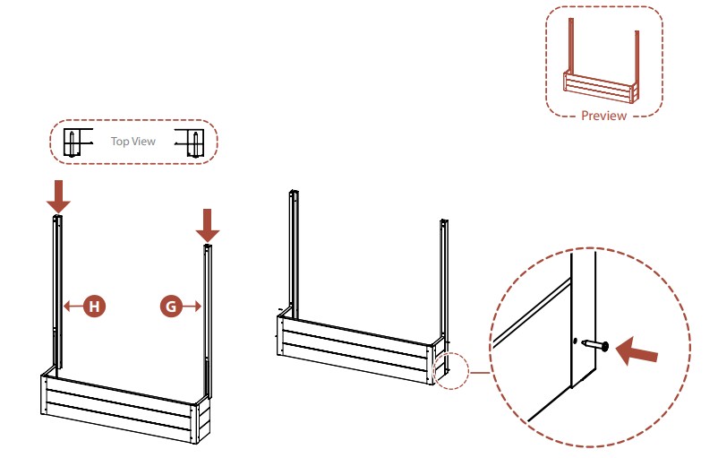 ENCLO EC18006, EC18007 Florence Screen Kit with Planter Box - INSTALLING REAR POSTS