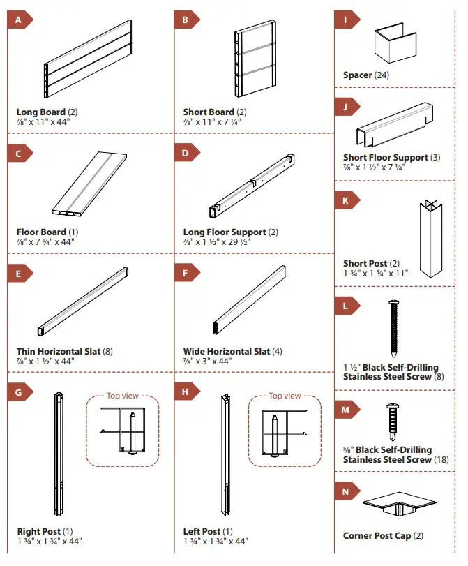 ENCLO EC18006, EC18007 Florence Screen Kit with Planter Box -LAY OUT MATERIALS