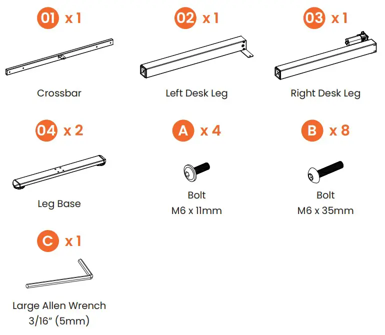 ErGear EGESD13B Electric Standing Desk Adjustable Height with Storage Bag - Step 1