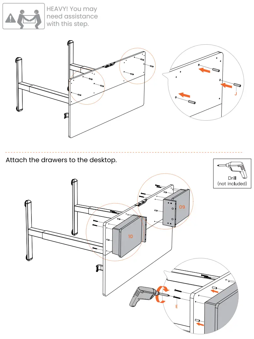 ErGear EGESD5V 1 Electric Standing Desk with Double Drawers  - Drawers 3