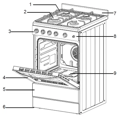 Euromaid EFS54FC-SGW 54cm Freestanding Gas Cooker - PRODUCT DESCRIPTIONS