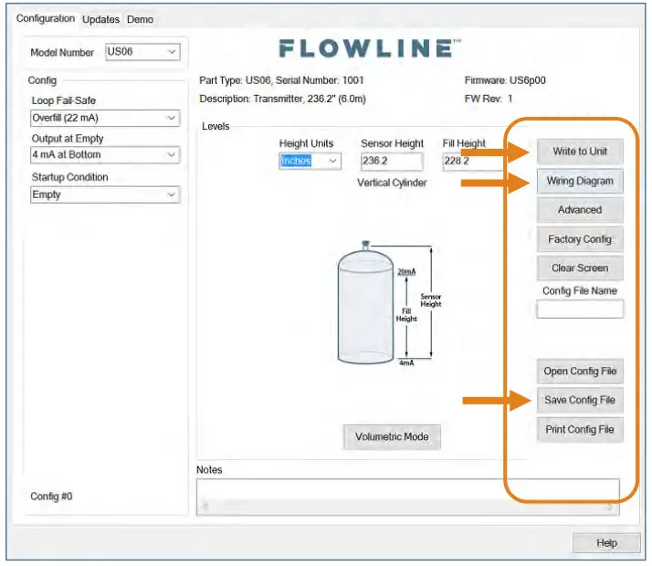 FLOWLINE US01 Series EchoTouch Intrinsically Safe Reflective Ultrasonic Liquid Level Transmitter - Config