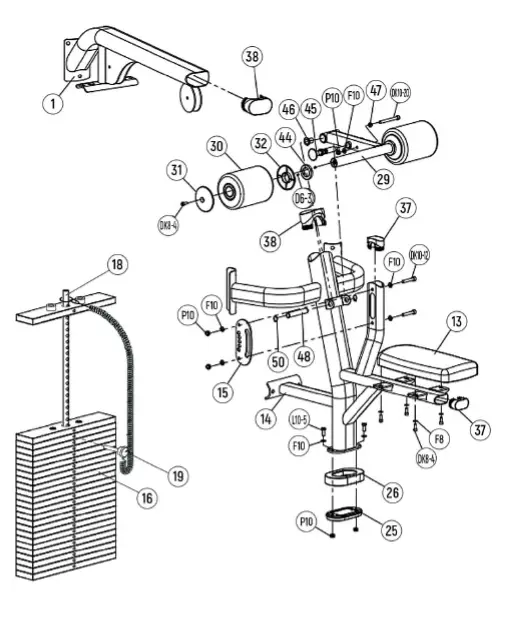 FRENCH FITNESS FFS-5SMJG FFS Silver 5 Stack Multi Jungle Gym-fig-5