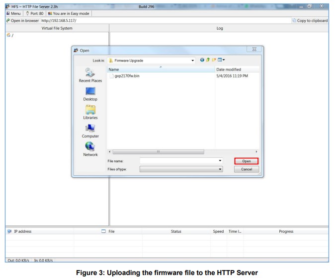 GRANDSTREAM Firmware Upgrade Server Software - Uploading the firmware file to the HTTP Server