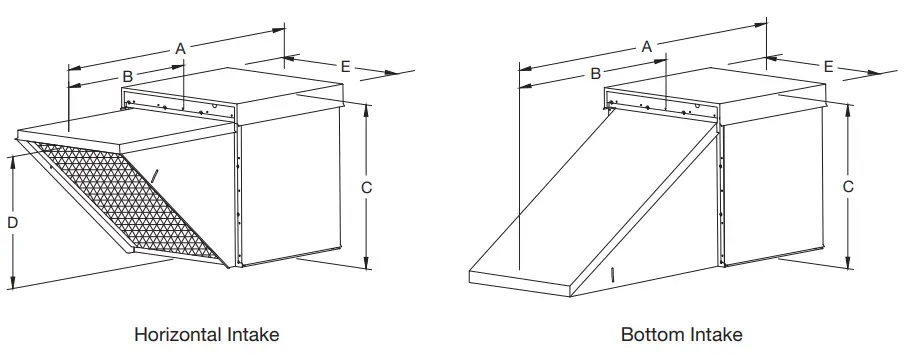 GREENHECK KSQ Untempered Mixed Flow Roof Supply Fan - Fan Dimensions
