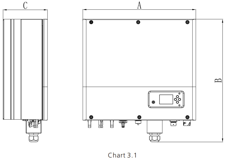 GROWATT SPH 4000 10000TL3 BH UP Hybrid Inverter - Size and weight