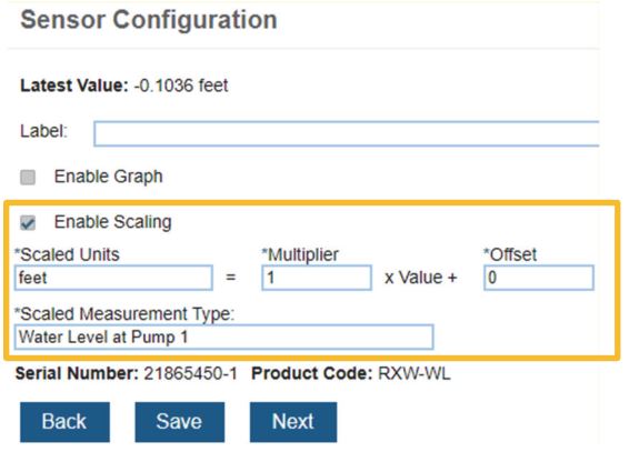HOBO RXW Water Level Sensor Interface - Sensor Configuration