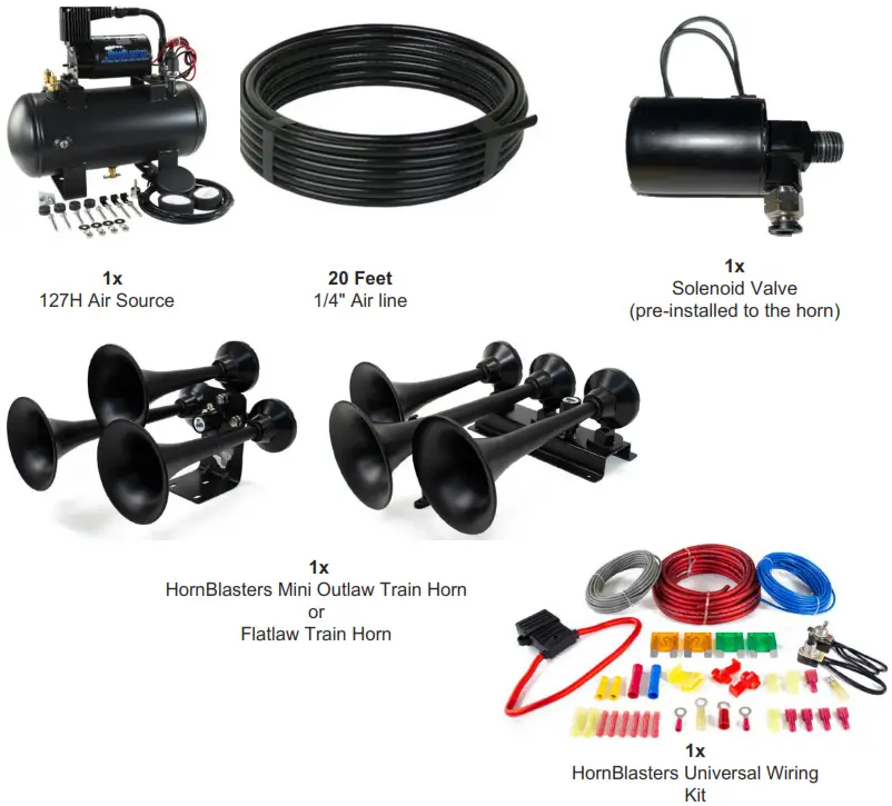 HORNBLASTERS HK-MC3B-F3B-127 Train Horn Kit - parts