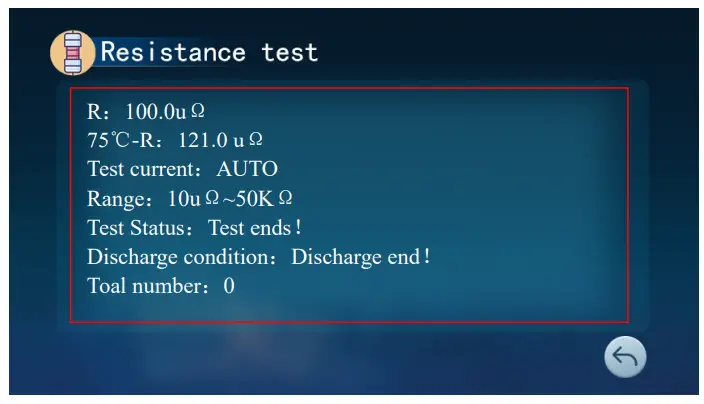 HTC INSTRUMENTS 5252 Handheld DC Resistance Teste - Resistance test interface