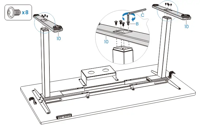HUANUO HNESD52B Dual Motor Electric Standing Desk Legs - Fig 17