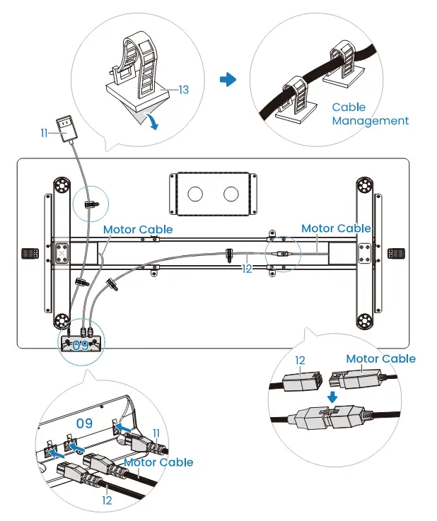 HUANUO HNESD52B Dual Motor Electric Standing Desk Legs - Fig 18