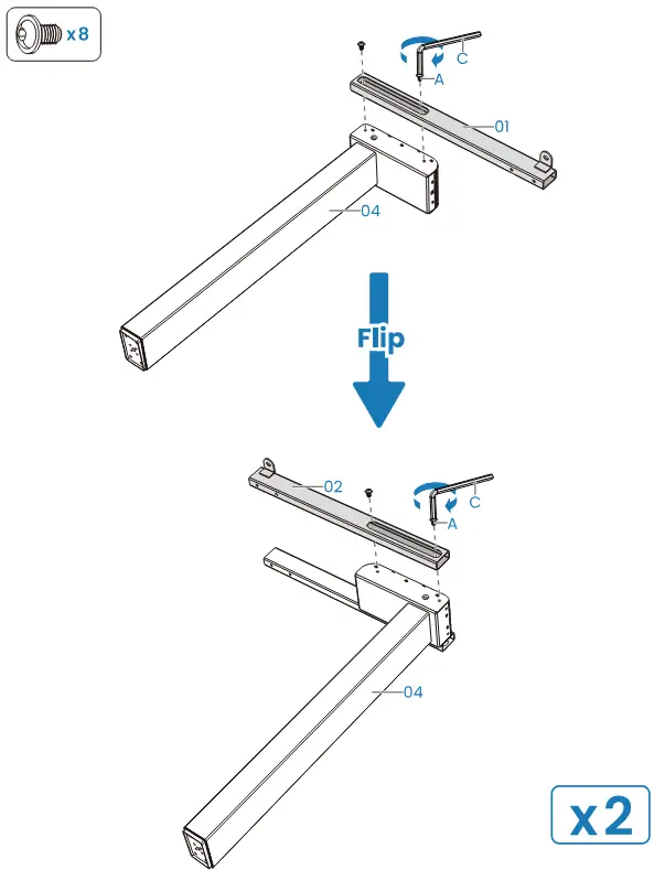 HUANUO HNESD52B Dual Motor Electric Standing Desk Legs - Fig 7