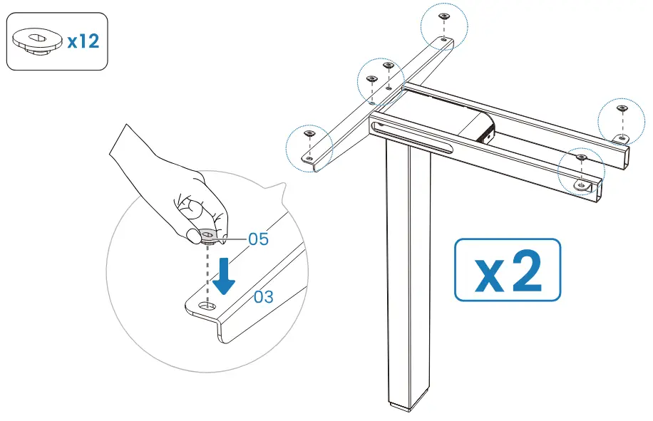 HUANUO HNESD52B Dual Motor Electric Standing Desk Legs - Fig 9
