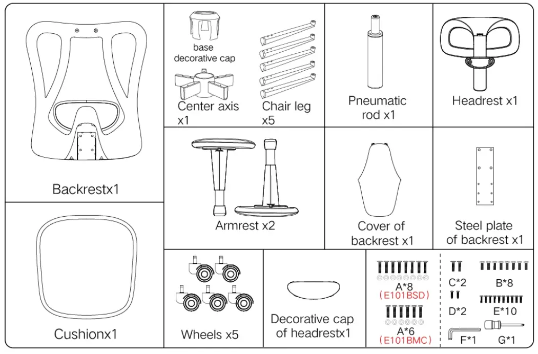 Hbada E101 Ergonomic Office Chair - Headrest 1
