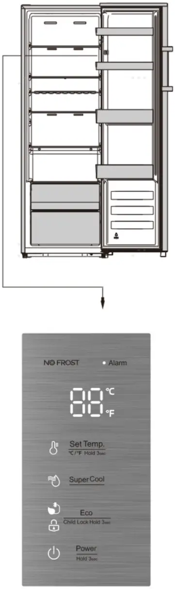 Hisense RL415N4ACE Refrigerator - Display panel inside
