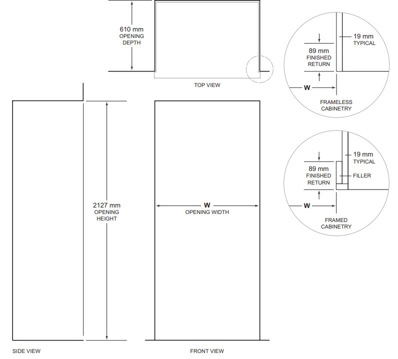 ICBCL4850SID Sub-Zero 91CM Classic French Door Refrigerator Freezer Installation Guide - STANDARD INSTALLATION