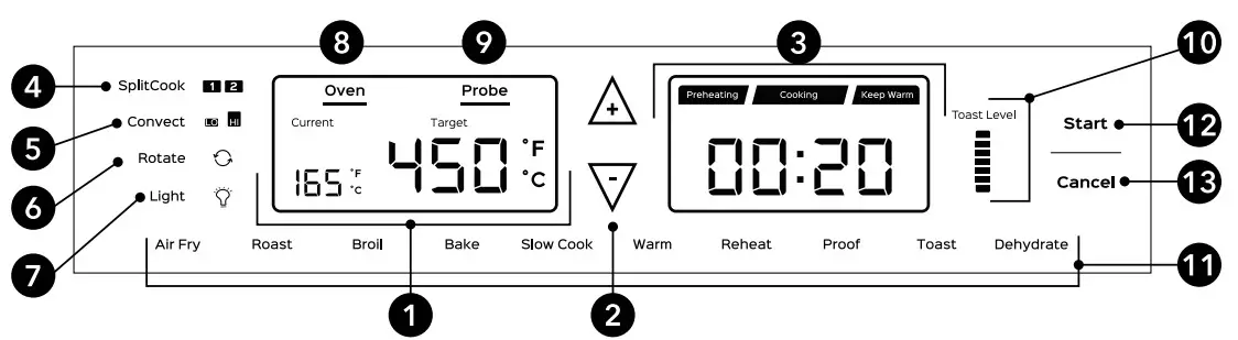 Instant Pot Omni Pro 19 QT 18L Air Fryer Toaster Oven Combo - Control panel
