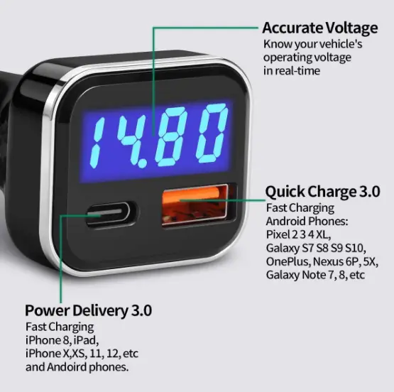 JEBSENS-KMD-KN318-USB-C-Car-Charger-features