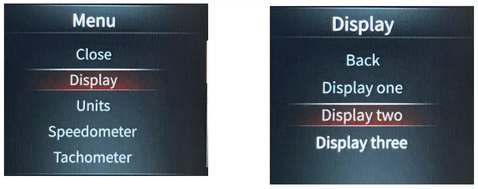 JEGS InVision Ford Mustang 1967 and 1968 Direct Fit Digital Dash Speed Meter - Menu shown 10