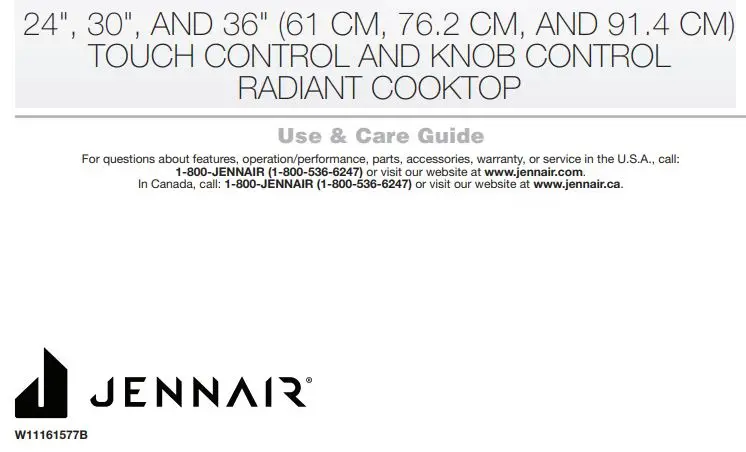 JENNAIR JEC3536HS Radiant Electric Cooktop User Guide