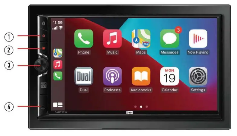JENSEN CAR723W Digital Multimedia Receiver - Control Locations