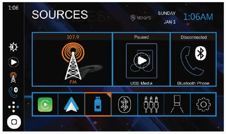JENSEN CAR723W Digital Multimedia Receiver - Main Menu