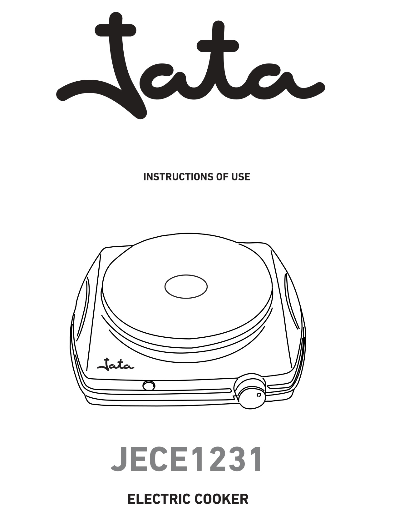 Jata JECE1231 Portable Electric Stove Instructions