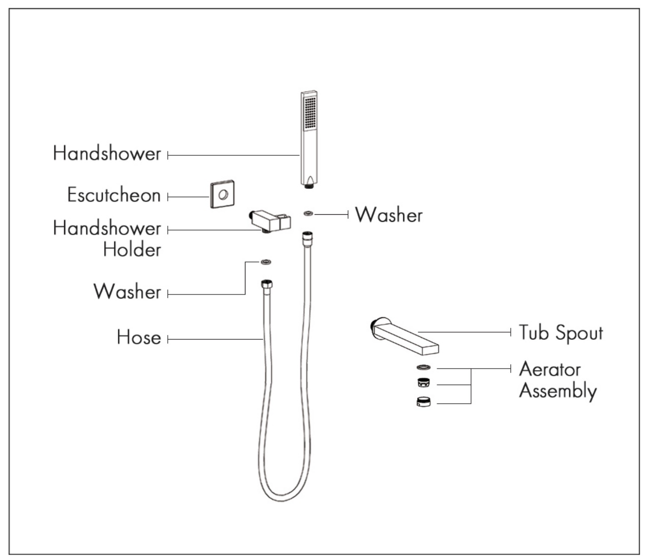 KES XB6300-BK Black Shower Faucet Set Shower System with Tub Spout - ILLUSTRATED PARTS 3