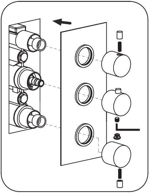 KW Bathrooms Thermostatic Concealed Shower Valve Round 3 Knob 3 Way - Installations 3