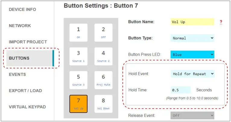 Key digital KD WP8 2 8 Button Programmable IP IR Wall Plate Control Keypad - Event Examples 3