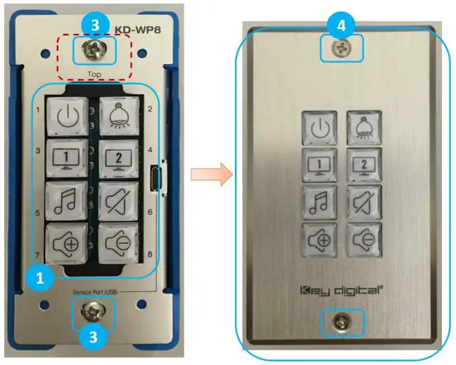 Key digital KD WP8 2 8 Button Programmable IP IR Wall Plate Control Keypad - GANG BOX
