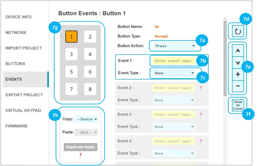 Key digital KD WP8 2 8 Button Programmable IP IR Wall Plate Control Keypad - Program Events