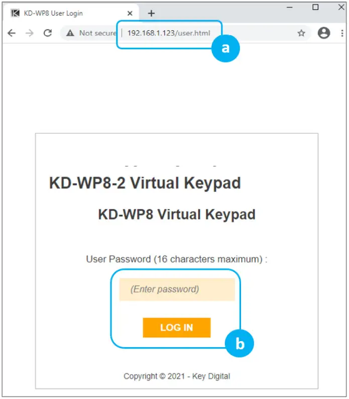 Key digital KD WP8 2 8 Button Programmable IP IR Wall Plate Control Keypad - User Virtual Keypad