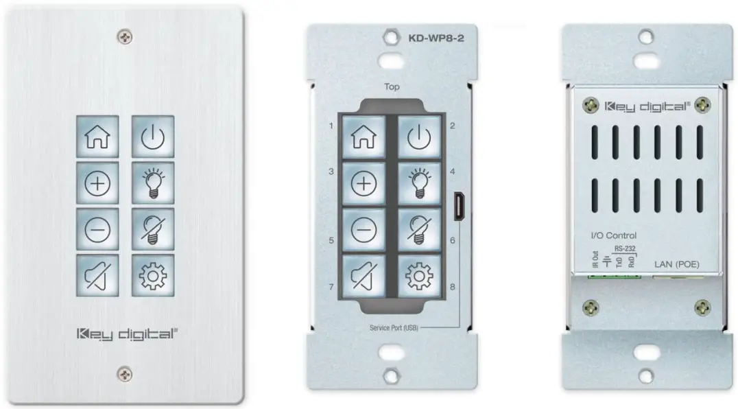 Key digital KD WP8 2 8 Button Programmable IP IR Wall Plate Control Keypad