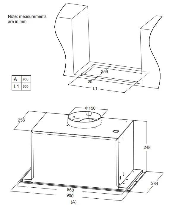 Kleenmaid-RHUC92-Fixed-Undermount-Range-Hood-fig-1 (1)