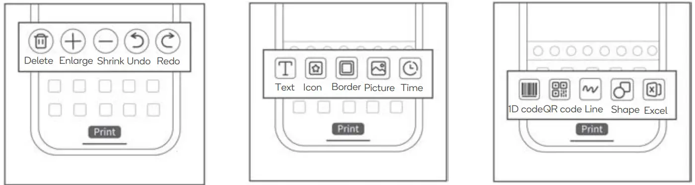 Kogan KAPRNTPKLBA Portable Pocket BT Label Printer - Edit functions
