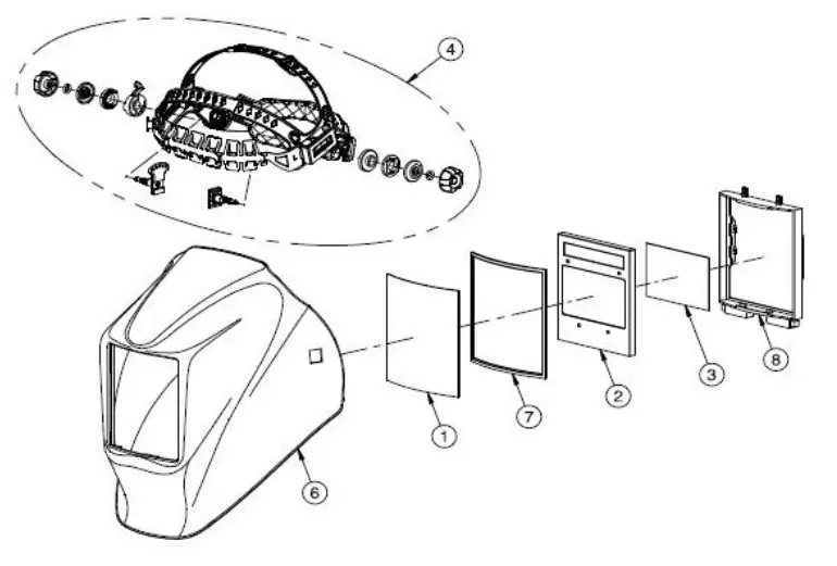 LINCOLN ELECTRIC 4C3350 Auto Darkening Welding Helmet - Replacement Parts