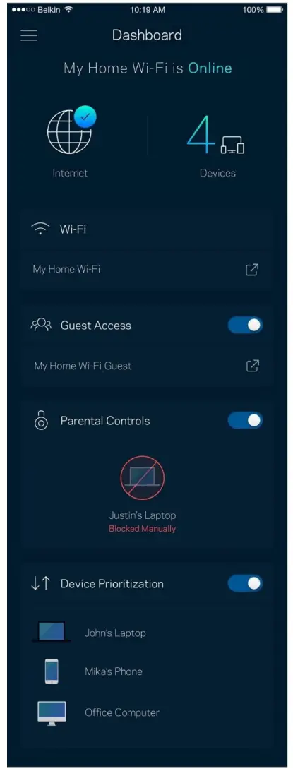 LINKSYS LN1100 Series VELOP Micro Router 6 - Dashboard