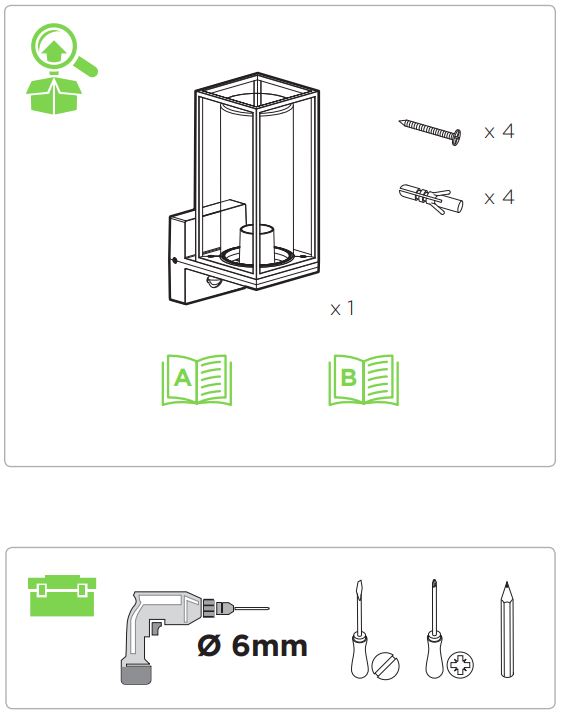 LUTEC 5288802012 Outdoor Sensor Wall Light User Manual - Whats In This Box