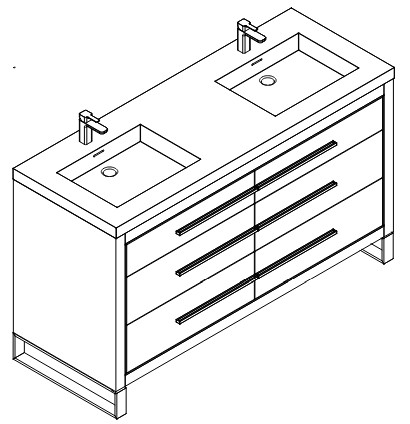 MADELI B850-24-30-36-42-48C-002-XX Estate Vanity Cabinet Base - B860-Estate