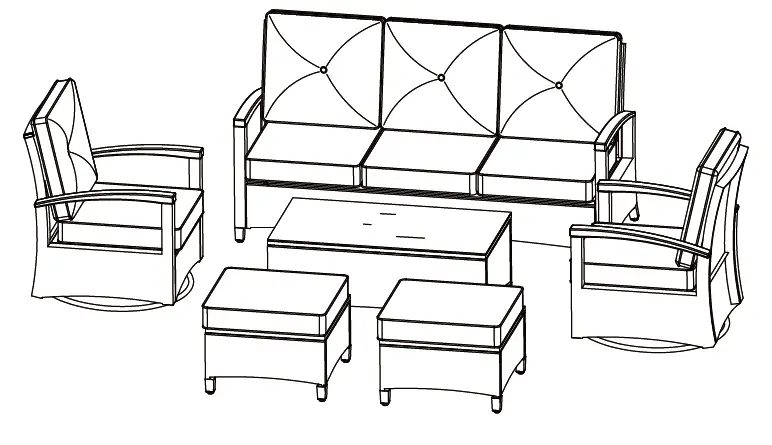 MEISSALIVVE 6004 6 Pieces Patio