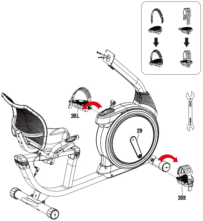 MERACH MR-S19 High End Recumbent Exercise Bike - Install the Pedals