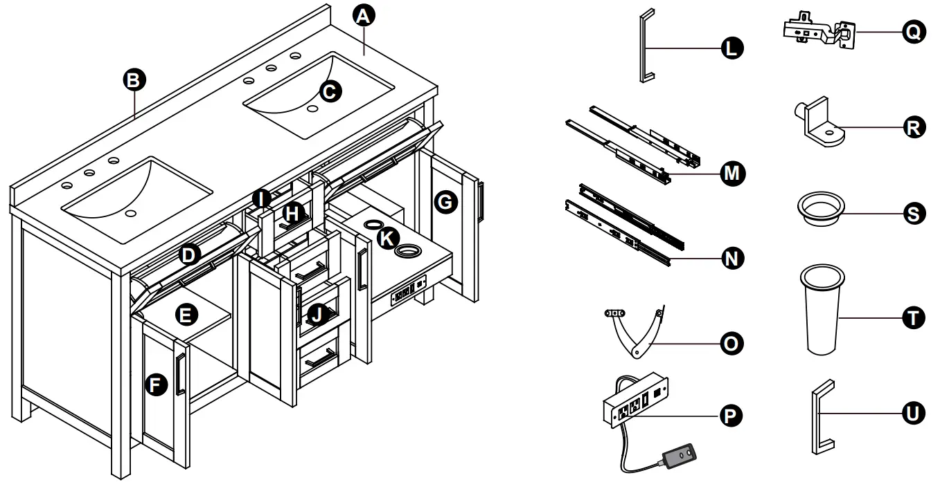 MISENO 059FY Tahoe 60 Free Standing - PART LIST