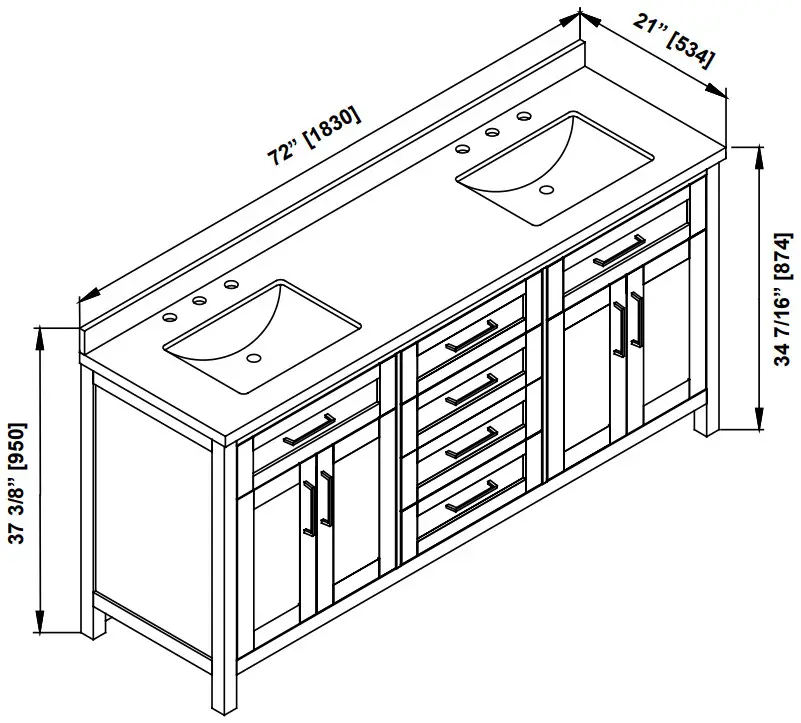 MISENO Tahoe 72 Inch Free Standing