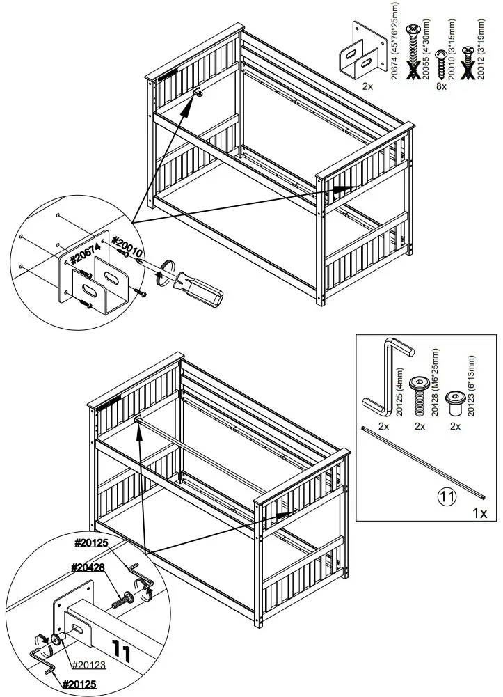 Maxwood WML30039 Max and Lily Twin Over Twin Low Bunk with Slide and Ladder - Parts 13