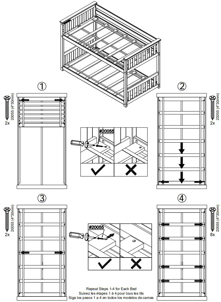 Maxwood WML30039 Max and Lily Twin Over Twin Low Bunk with Slide and Ladder - Parts 14